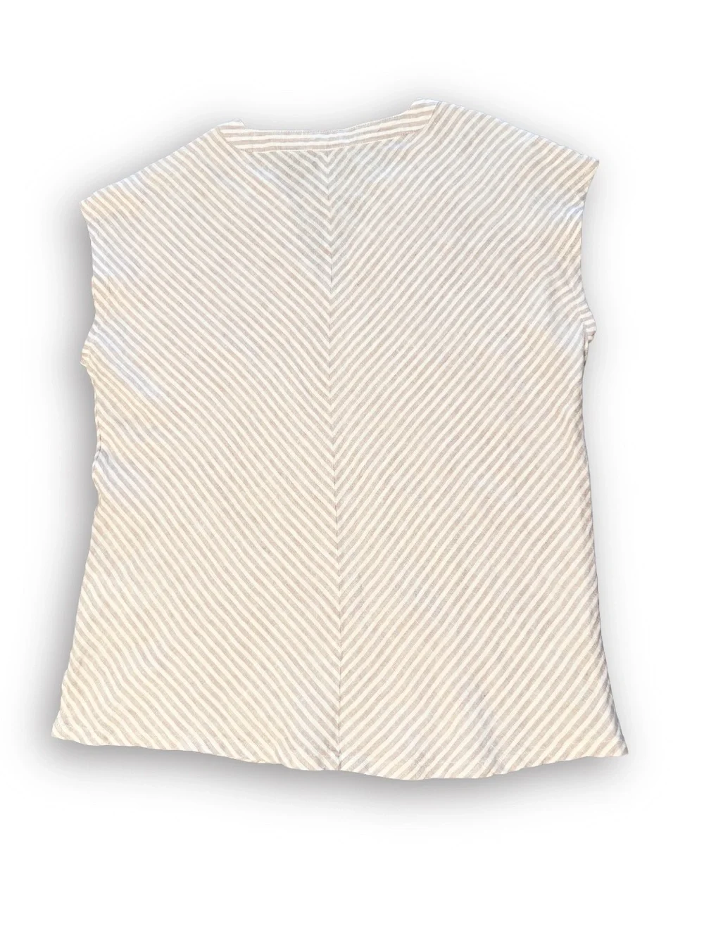 Tahari 100% Linen Striped Blouse | Top M | Neutral, Coastal, Quiet Luxury
